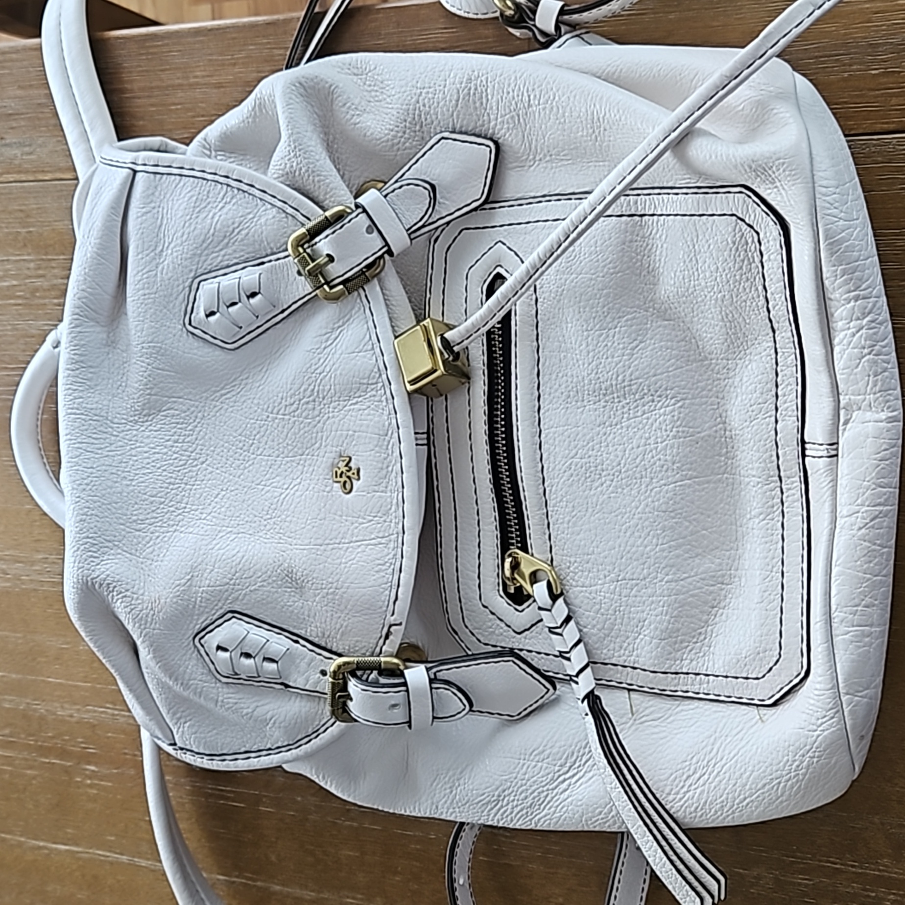 Oryany White Leather Back Pack / Bag